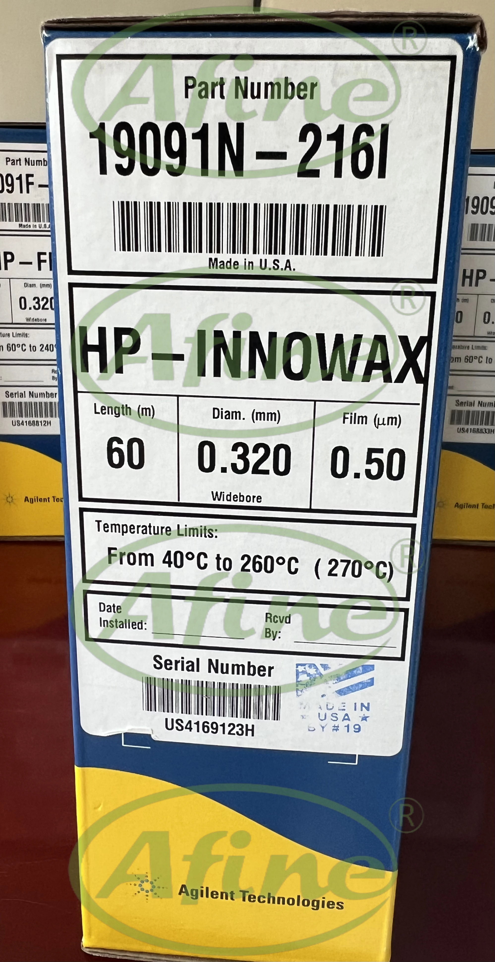 

AFINE JW HP-INNOWax 19091N-216I Gas Columns Gauge 60m 0.32mm 0.50µm GC Column 7inch Cage Agilent 5890 6890 7820 7890 8860 8890