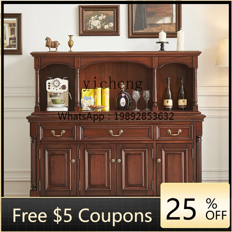 solid wood black walnut wine cabinet four-door side cabinet high-end restaurant furniture locker