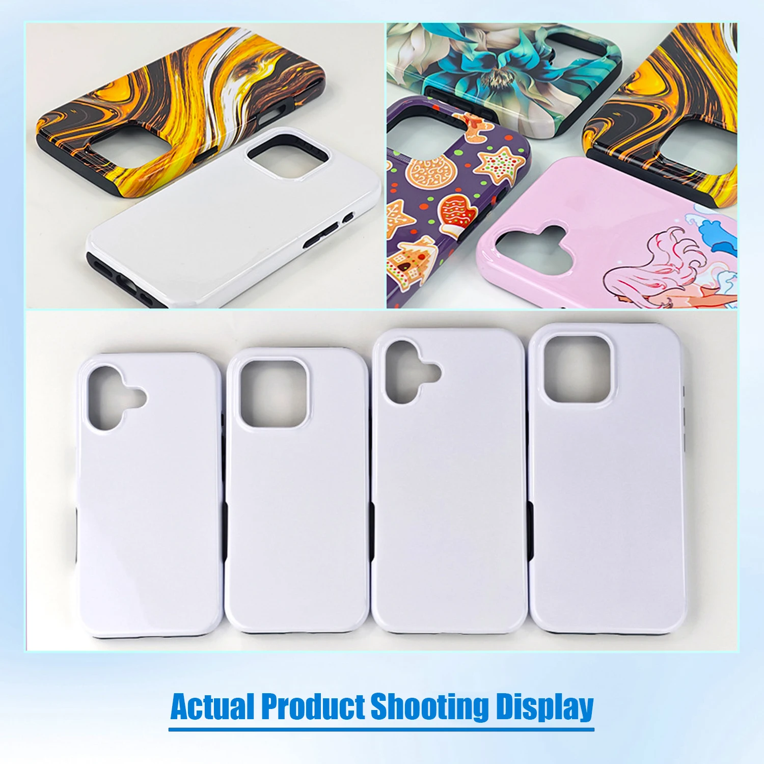 10pcs 2 in 1 3D Sublimation Phone Cases Custom Dual Heat Transfer Press Printing Cell Cover Blanks For iPhone 17 16 15 14 13 pro