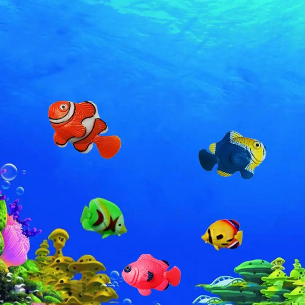 

5pcs Decorative Artificial Clownfish Simulation Plastic Floating Fishes Random Color Simulation Ocean Tropical Fish Aquarium