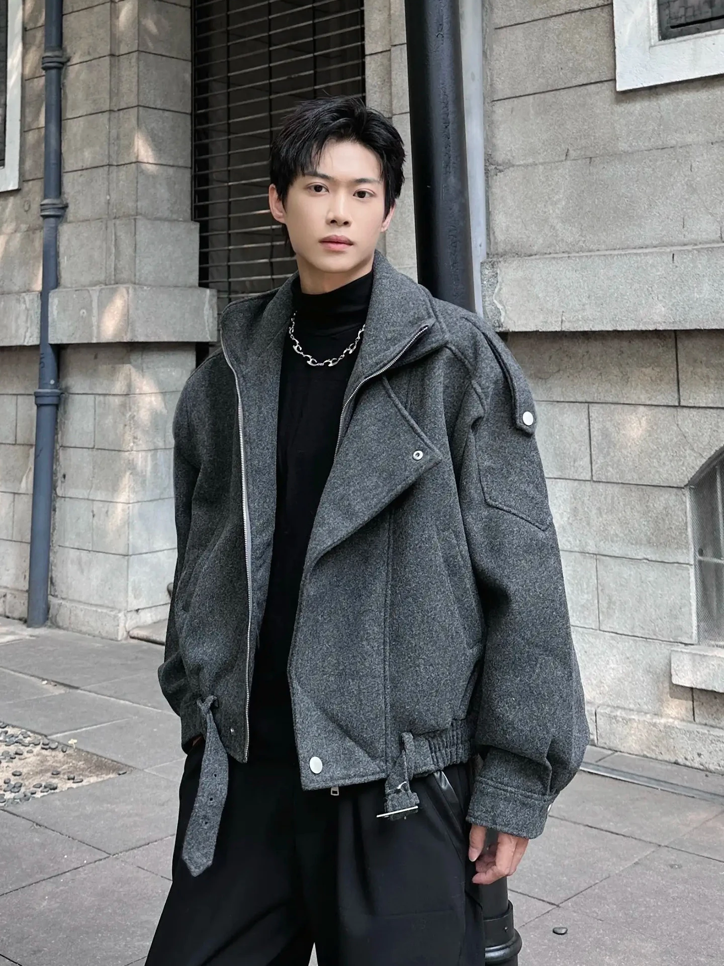 

Cleanfit Men's ort Thiened Woolen Jaet Autumn Winter Outerwear Cotton Coat Sli Haome Structure Youth Trend