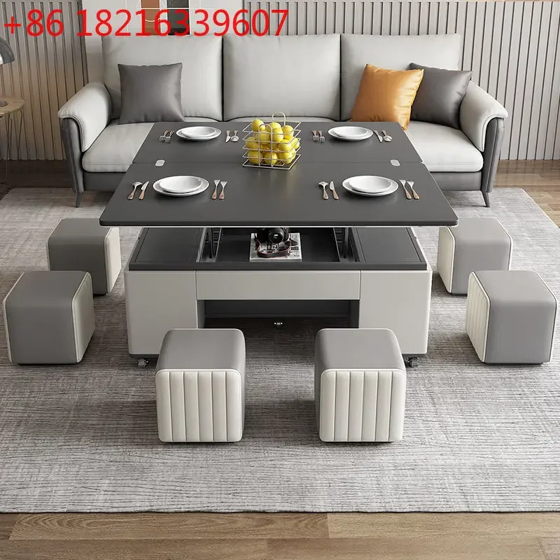 TAO Multifunctional lifting rock slab coffee table folding creative tea table modern simple retractable dining table dual-purpos