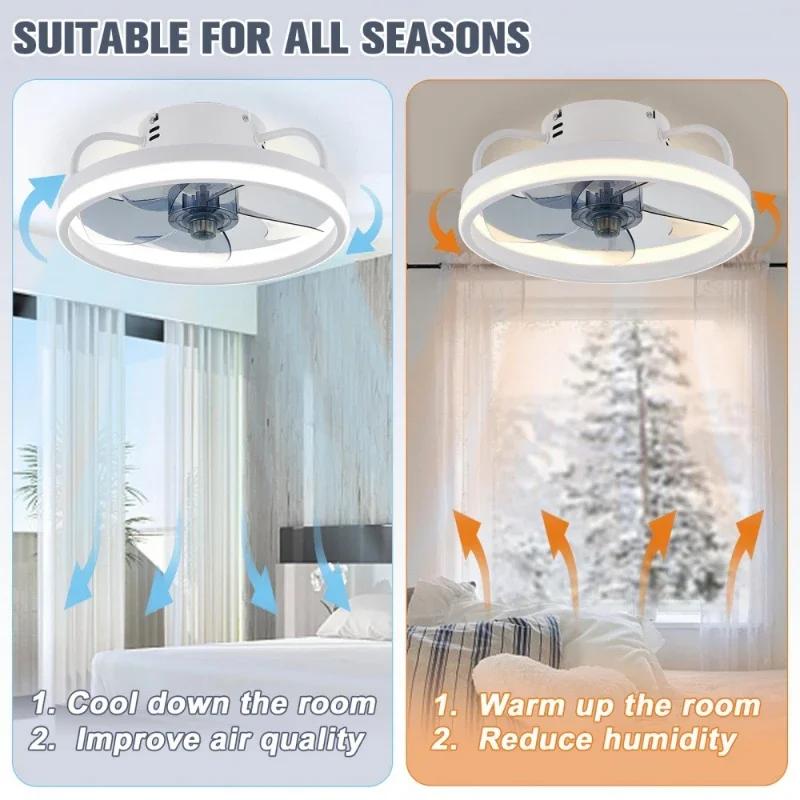 Modern Ceiling Fan (with Lighting) Silent Led Dimmable Ceiling Fan For Bedroom Study Dining Room 6 Levels Of Wind Speed
