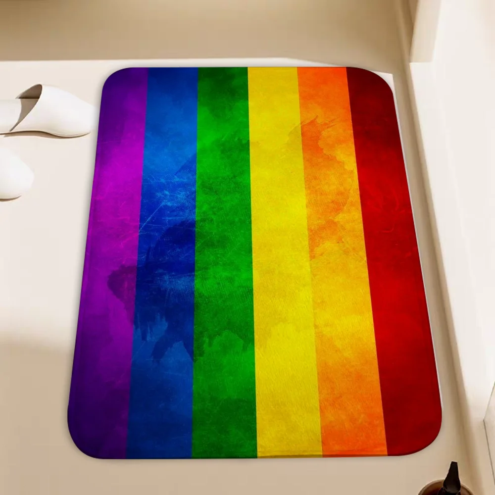 Carpet Rainbow LGBT Pride Flag Living Room Mat Doormat for Entrance Door Kitchen Bathroom Rug Floor Mats Carpets Home Decoration