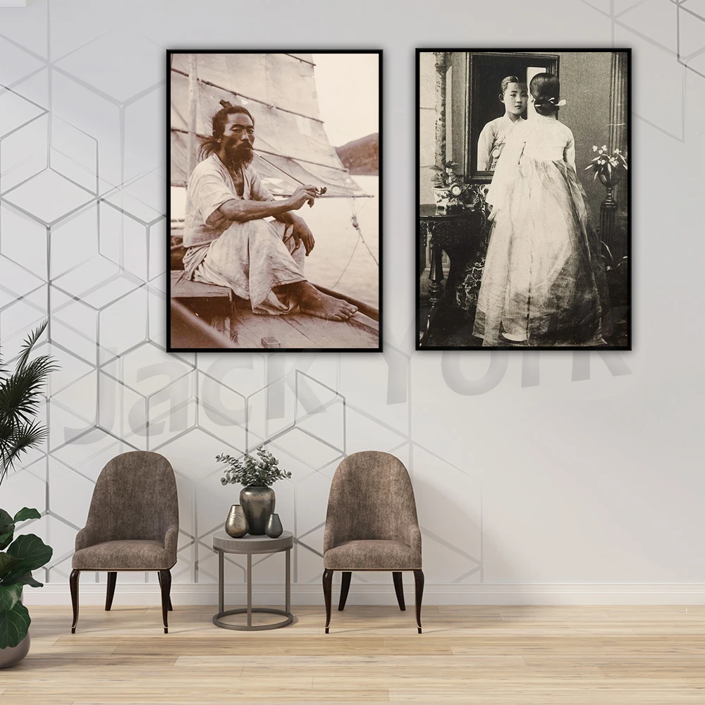 Korean Old Photo • Worker Print •Singing Girl •South  •Vintage Worker Print • Korean Sailor Poster •  Ancient Travel decor •