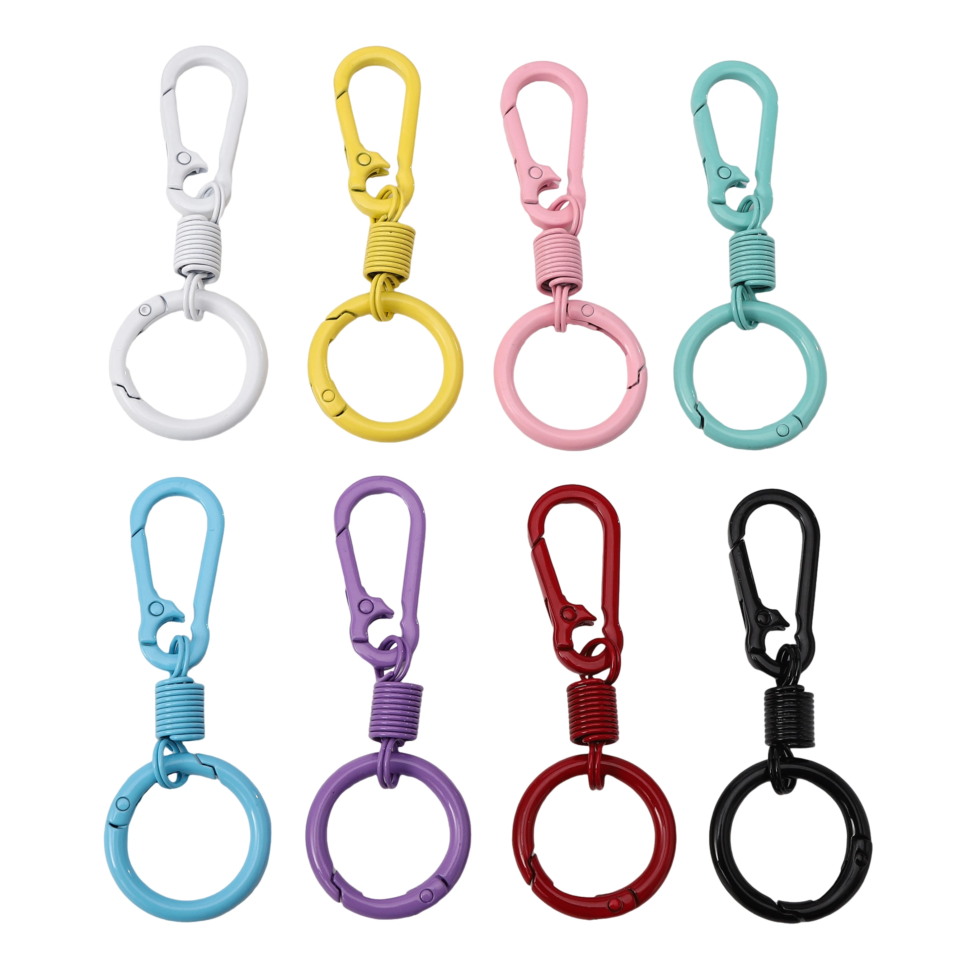 2Pcs Alloy Keychains Carabiner Spring Snap Hooks With Key Rings Travel Water Bottle Bag Anti-theft DIY Charms Pendants Supplies