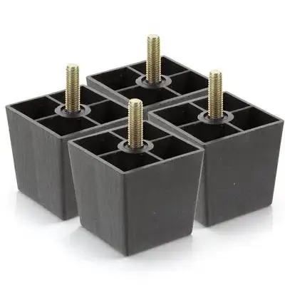 Pés de armário quadrados de móveis de plástico, 4 unidades, para sofá, mesa, cama, substituição, conjunto de 4 pernas de banco ao ar livre, durável