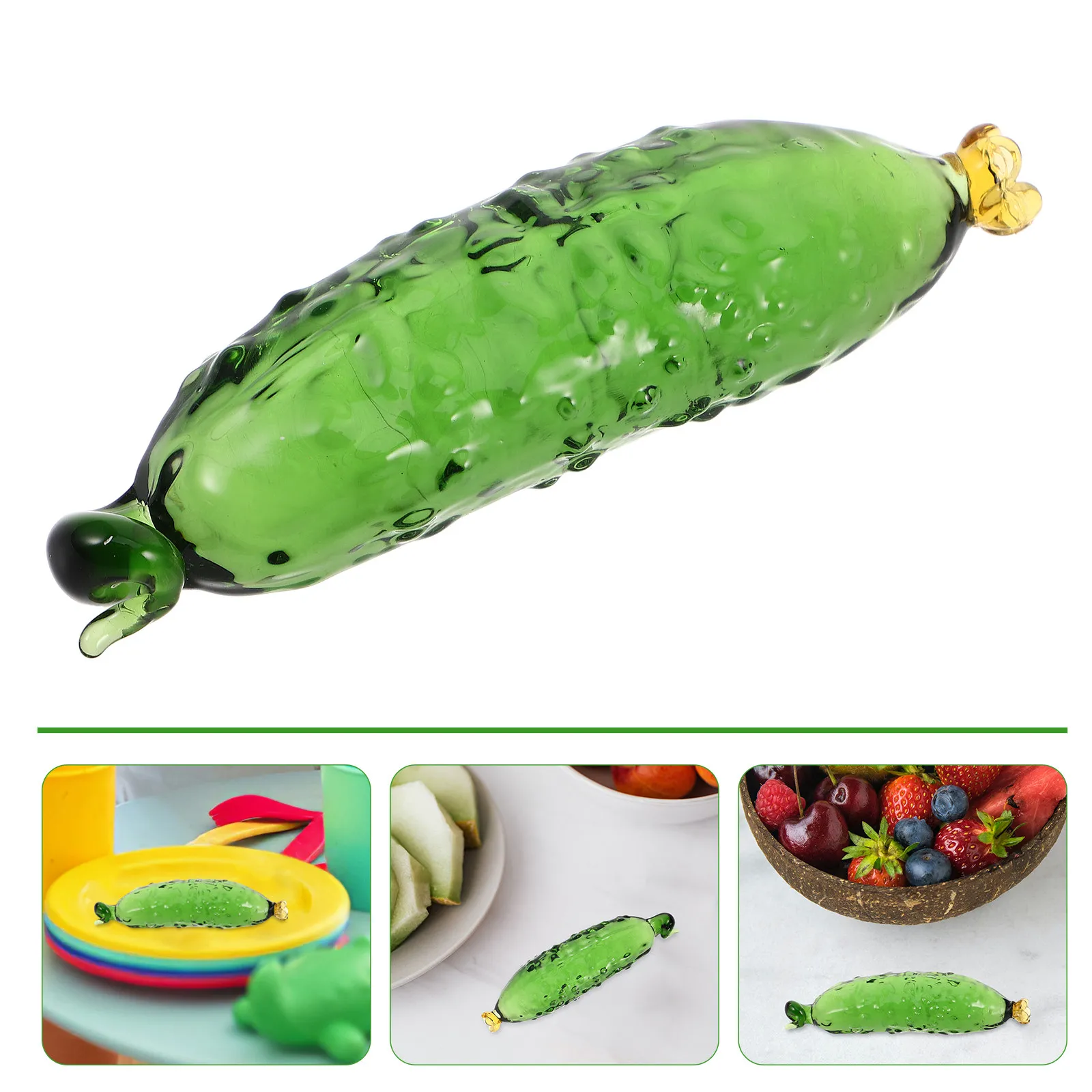 Glass Cucumber Statue Elegant Hand Blown Simulation Vegetable Home Decor Tabletop Ornament Unique Decorative Accent