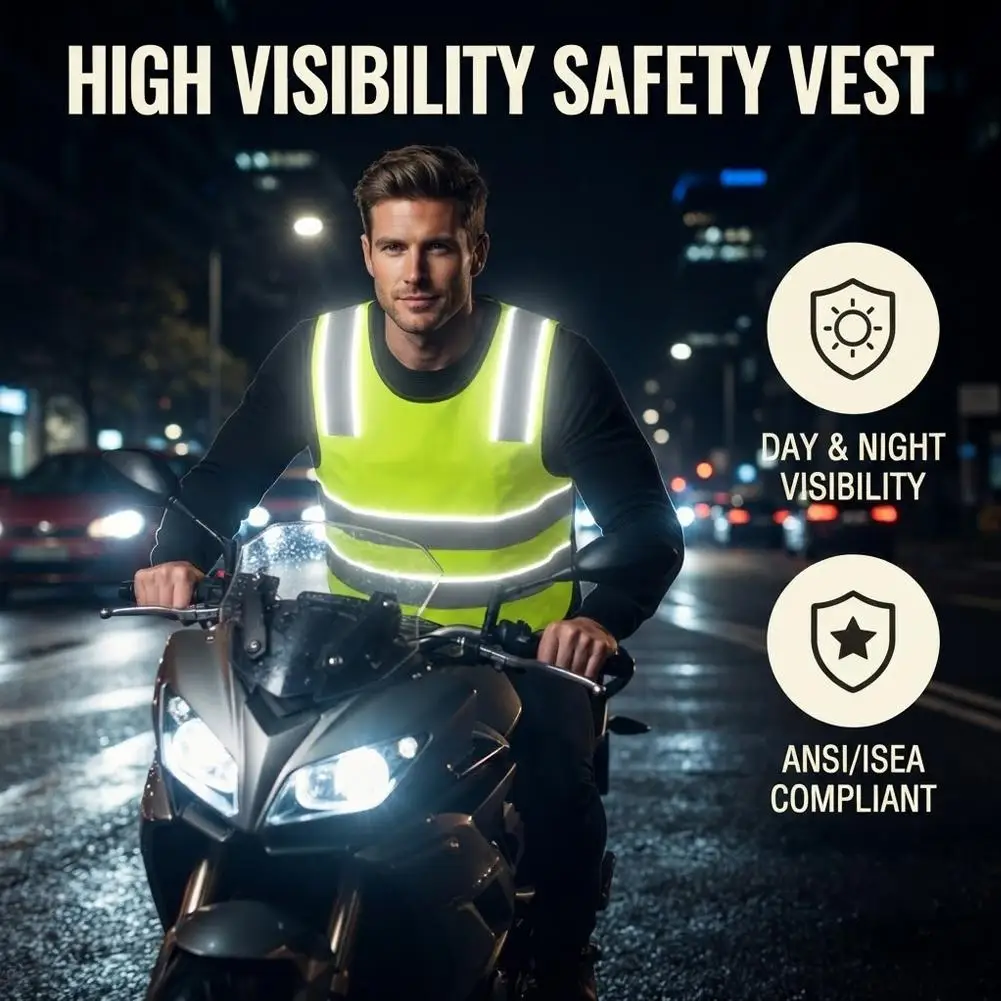 High Visibility Reflective Safety Vest Breathable Warning Jacket For Kids Adults Night Running Cycling Camping Outdoor