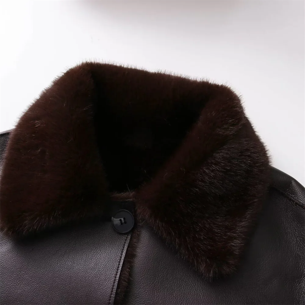 เสื้อแจ็คเก็ตหนังเทียม PU สองด้าน แขนยาว ปกพับ สไตล์ลำลองสำหรับผู้หญิง คอลเลคชั่นฤดูหนาว 2025