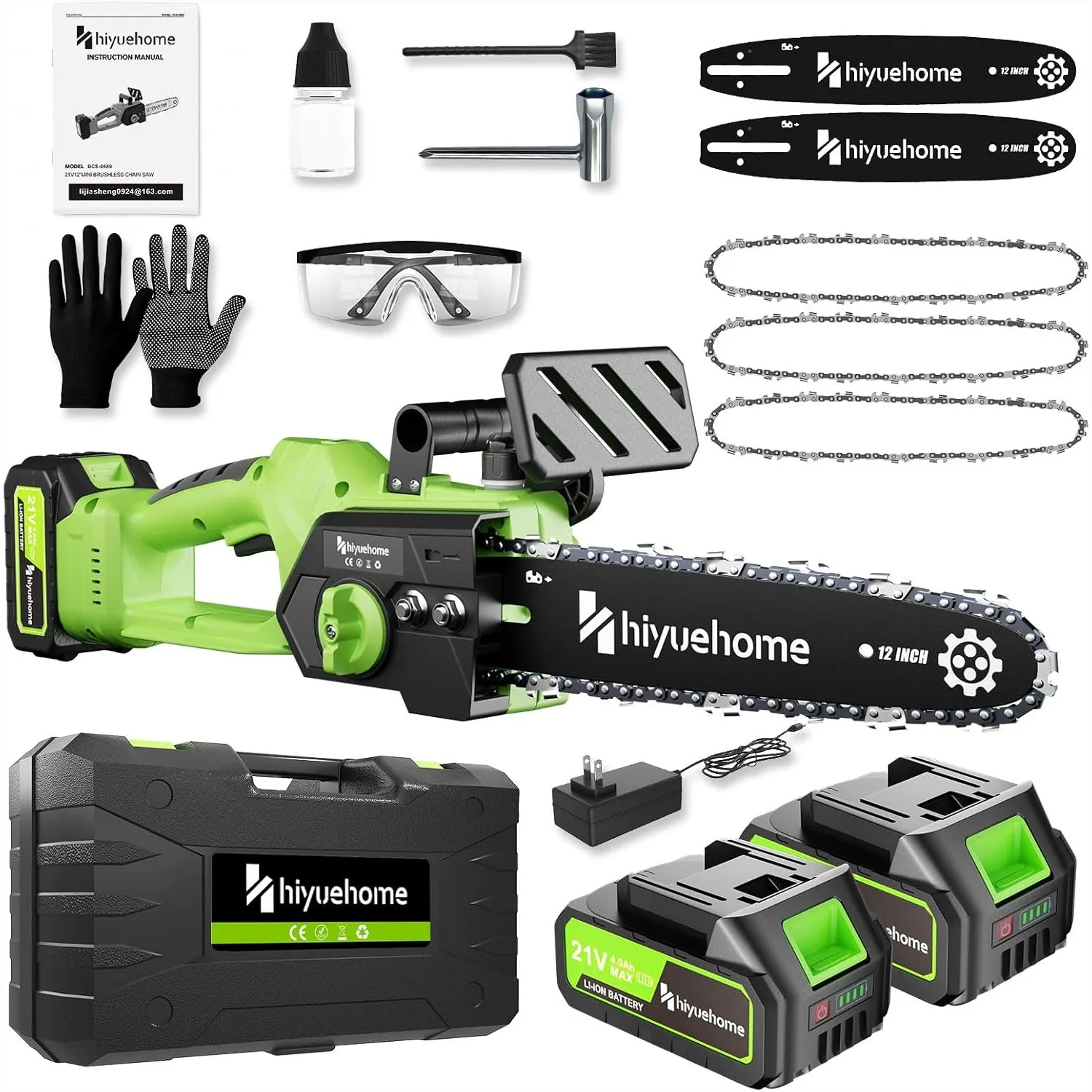 

Cordless Chainsaw 12 Inch, Power Chain Saw with Automatic Oiler, Brushless Motor for Wood Cutting