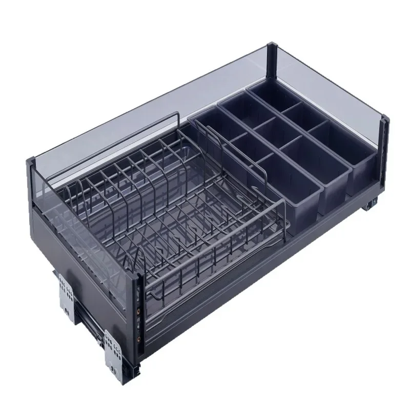 Aluminum alloy glass combination drawer basket, multi-functional dish basket, free matching