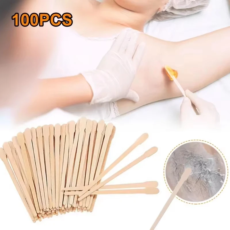 100PCS/Pack Disposable Wooden Hair Removal Sticks for Women Depilation Spatula Waxing Tool for Face Eyebrows Beauty Care