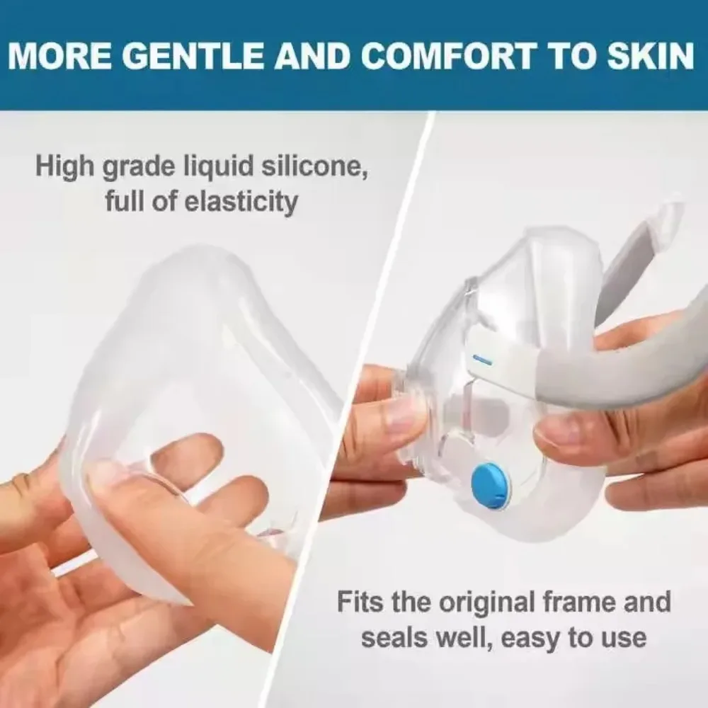 

CPAP Full Face Mask Cushion Replacement for F20 Style Silicone Soft Comfortable Fit Anti Leak M L 1 2 3PCS Washable Cushion Only