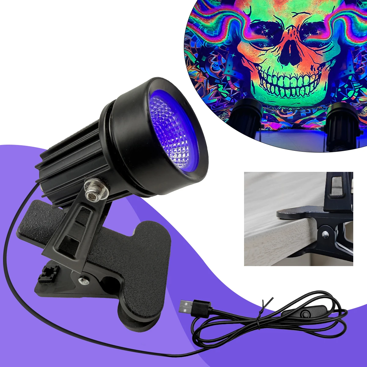 

Clamp black light, ultraviolet light lamp, glue curing lamp, birthday party, Halloween, nail light, manicure lamp