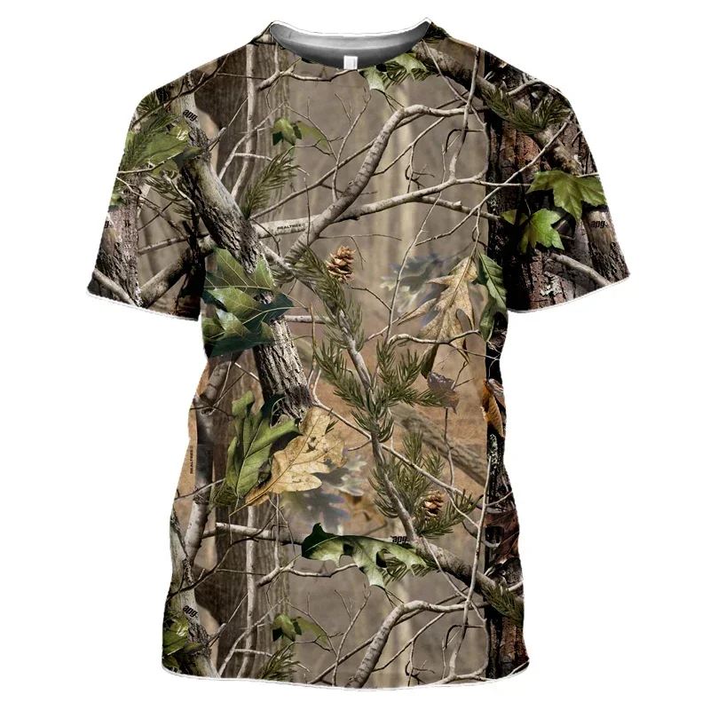 New Men's Summer Camouflage Leaf 3d T Shirt Outdoor Casual Personality Street O Collar Short-sleeved Oversized Clothing Tops Tee