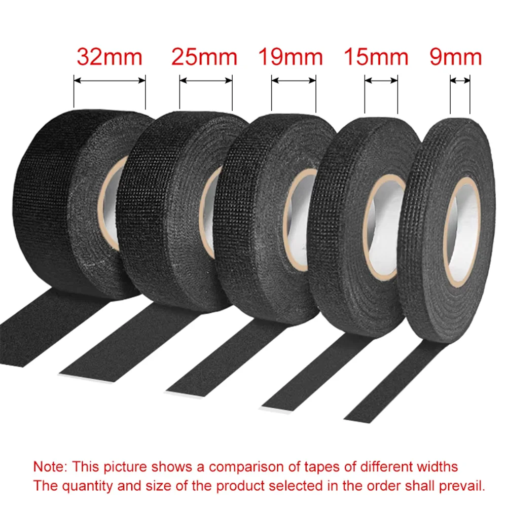 6 Rolls 10m High temperature Heat resistantsheath tape 9/15/19mm for automotive wiring harnesses wiring cable protection