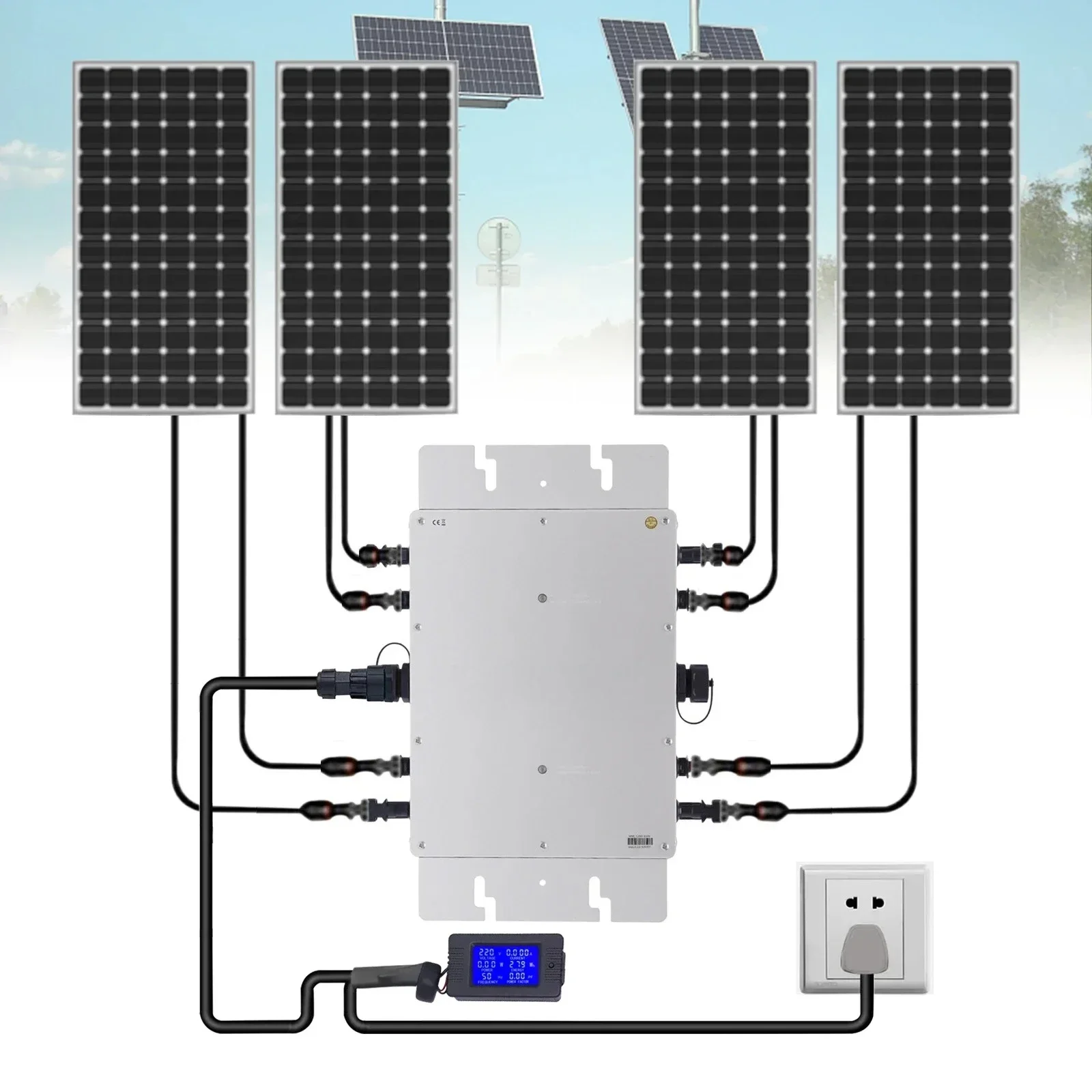 Solar Grid Tie Inverter – High Efficiency with LCD Display and 99.9% Power Transmission