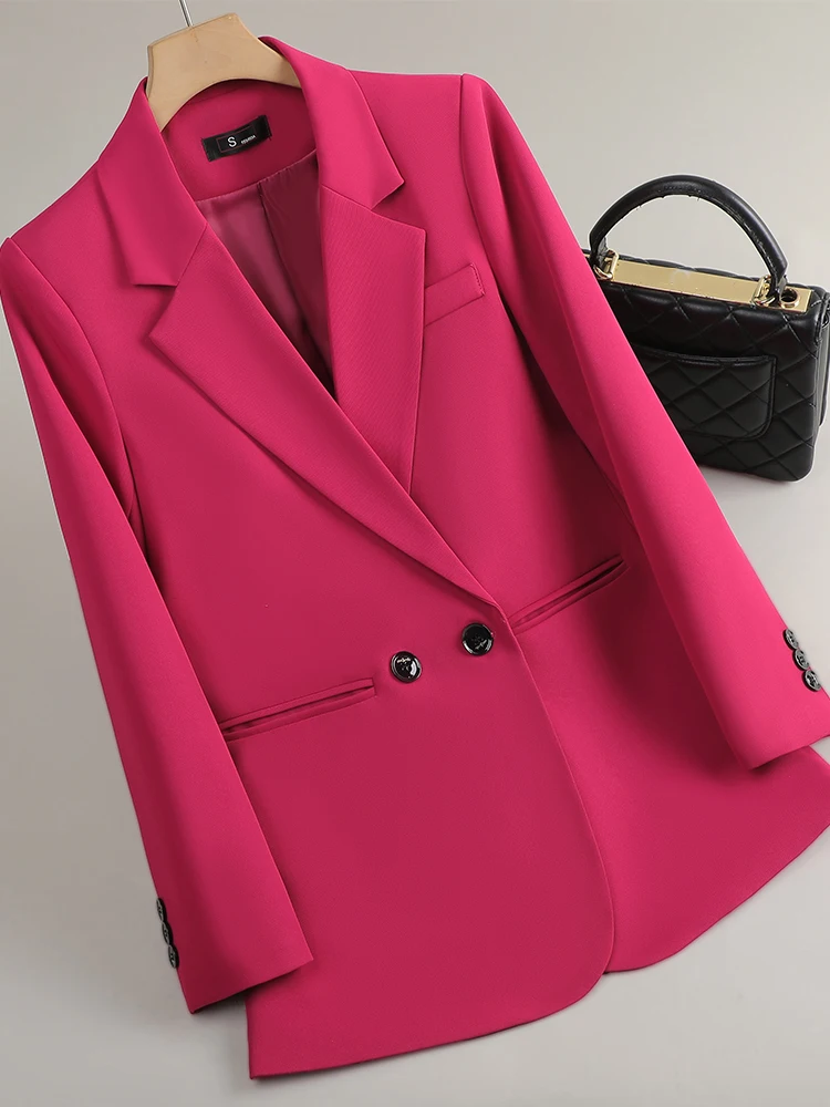 Autumn Winter Ladies Loose Blazer Women Pink Apricot Black Coffee Female Casual Jacket Coat