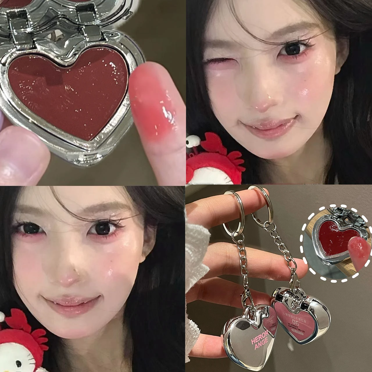 كريم أحمر الخدود الملمع الرطب بشكل طبيعي باللون الأحمر الوردي والخد والشفاه، هايلايتر مرطب غير دهني على شكل حب، أحمر الخدود، معجون أحمر الخدود #4