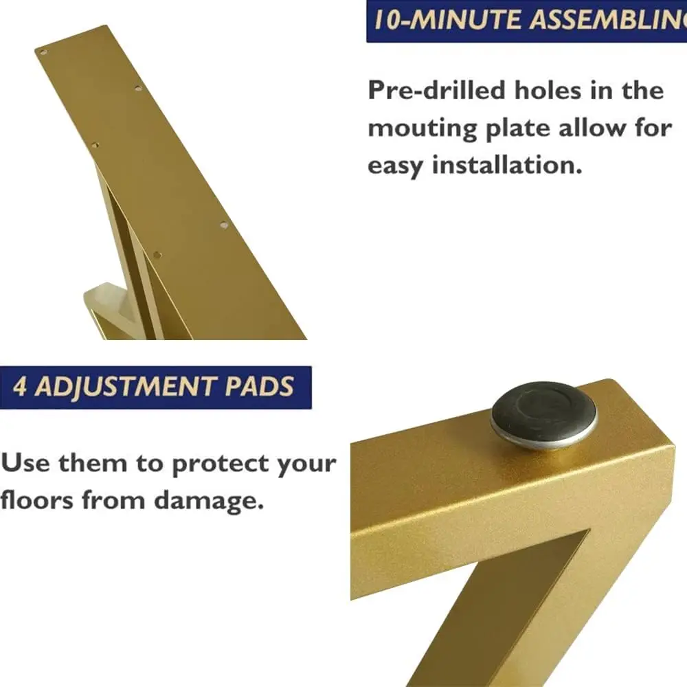 المعادن الصناعية الذهب الطعام أرجل الطاولة الحديثة 28 بوصة أرجل مكتب قاعدة الحديد الزهر لحام الحديد المطاوع طاولة القهوة أرجل مقاعد البدلاء Nig #3