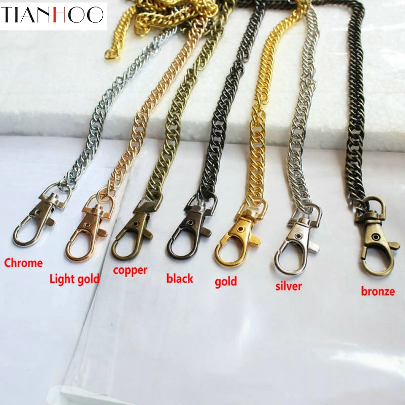 10pcs 60-120cm Metal Chain Handbag Buckle Handle Ladies Bag Shoulder Strap Accessory Hardware Double Braid