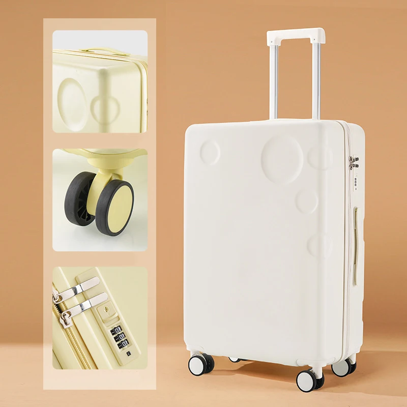 2024 New Design Cheese-Shaped Suitcase Solid Color ABS Hard Shell Travel Trolley Luggage Cute Luggage 20/22/24/26 Inch