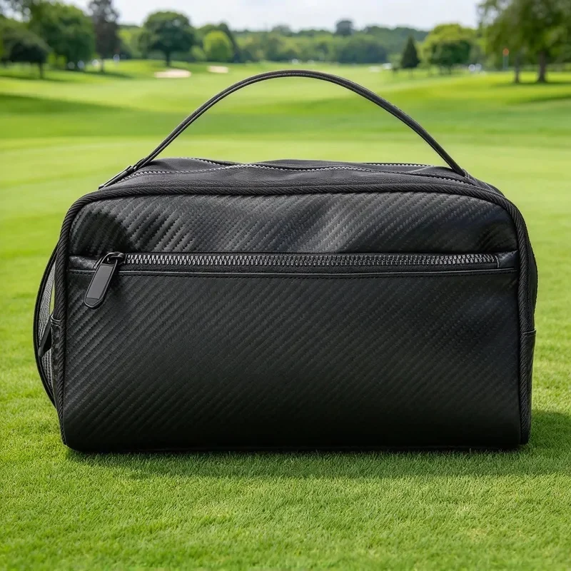 Golf Handbag, Unisex Double Layer Storage Pouch with Skull Metal Hardware, Multi-functional Sports Golf Hand Carry Storage Bag