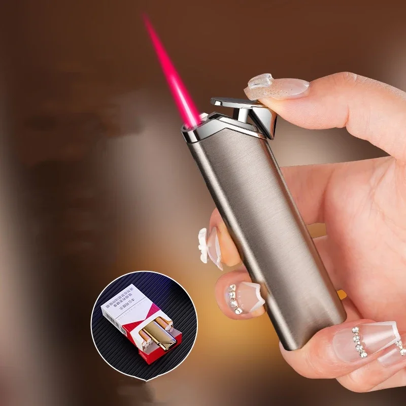 

New Mini Metal Outdoor Windproof Direct Spray Red Flame Lighter Cigarette Lighter Cigar Accessories Camping Tool Igniter