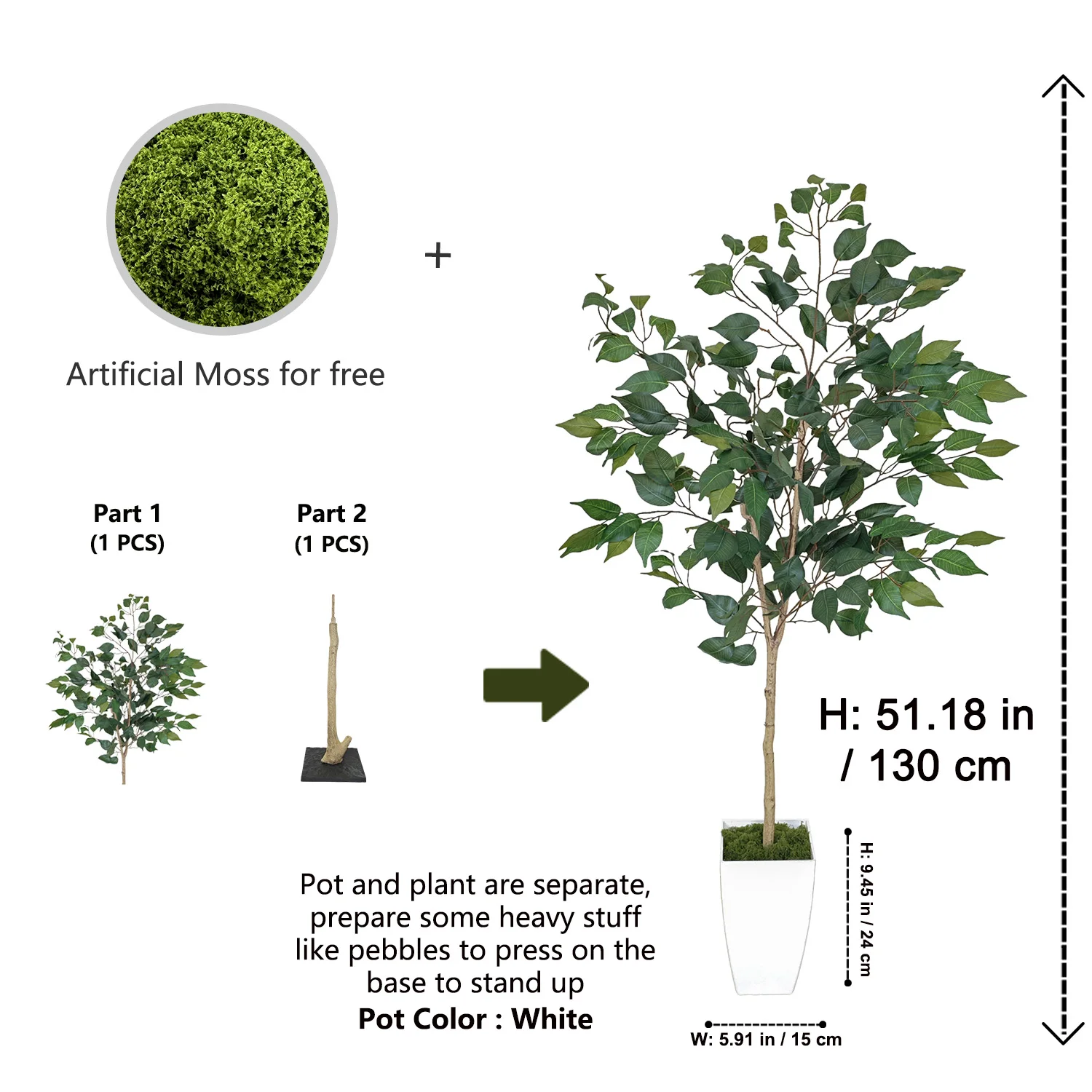 140-210cm Künstlicher Ficus-Baum Banyan-Zweig für Innen- und Außenbereich Dekorative Kunstpflanze für Haus, Balkon und Wohnzimmer – Detail 13