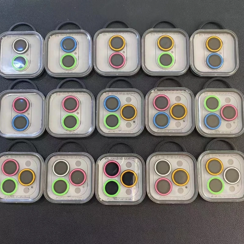 2-3Pcs Luminous Camera Lens Protector For IPhone 17 15 16 Pro Max Protective Ring Glass For IPhone 16 14 Plus Back Len Glass