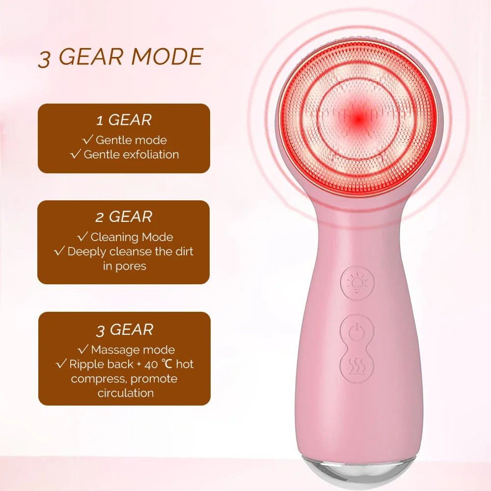 فرشاة تنظيف الوجه الكهربائية بالموجات الصوتية، فرشاة تنظيف الوجه المقاومة للماء، فرشاة تنظيف الوجه وتقشير البشرة، منظف الوجه العميق