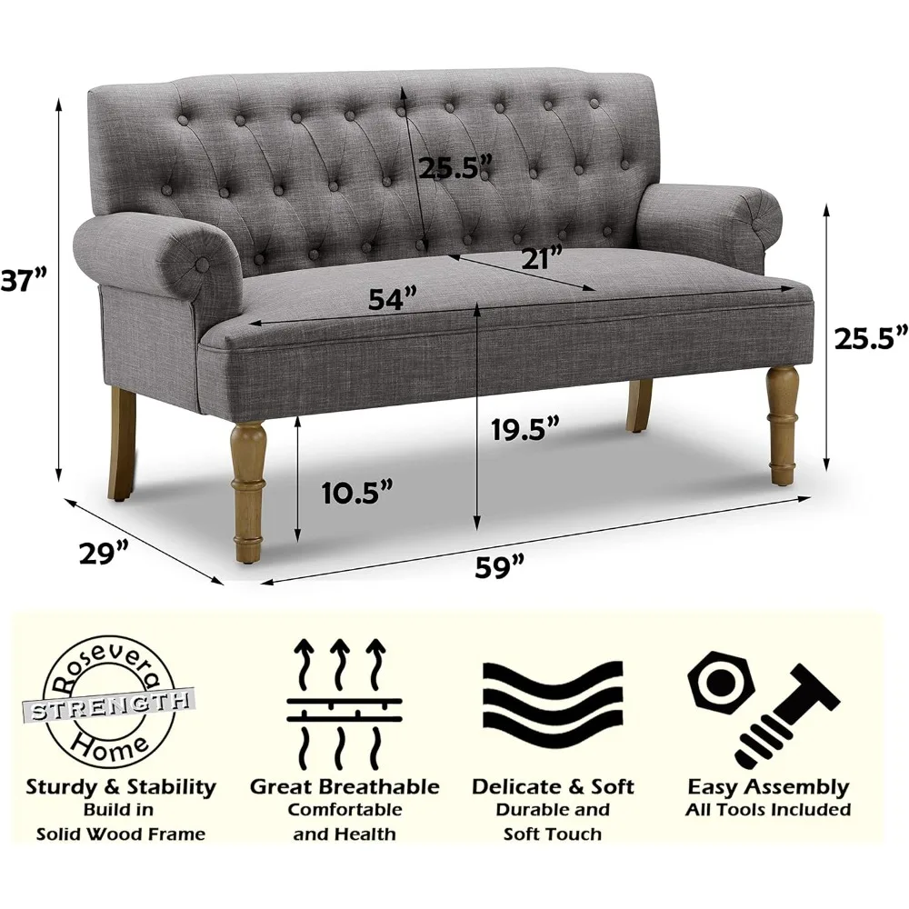 أريكة Drennan Loveseat لغرفة المعيشة، أريكة في صندوق، أريكة بارا سالا، أثاث مقاعد الحب، أرائك طويلة، أريكة، رمادي نسيجي