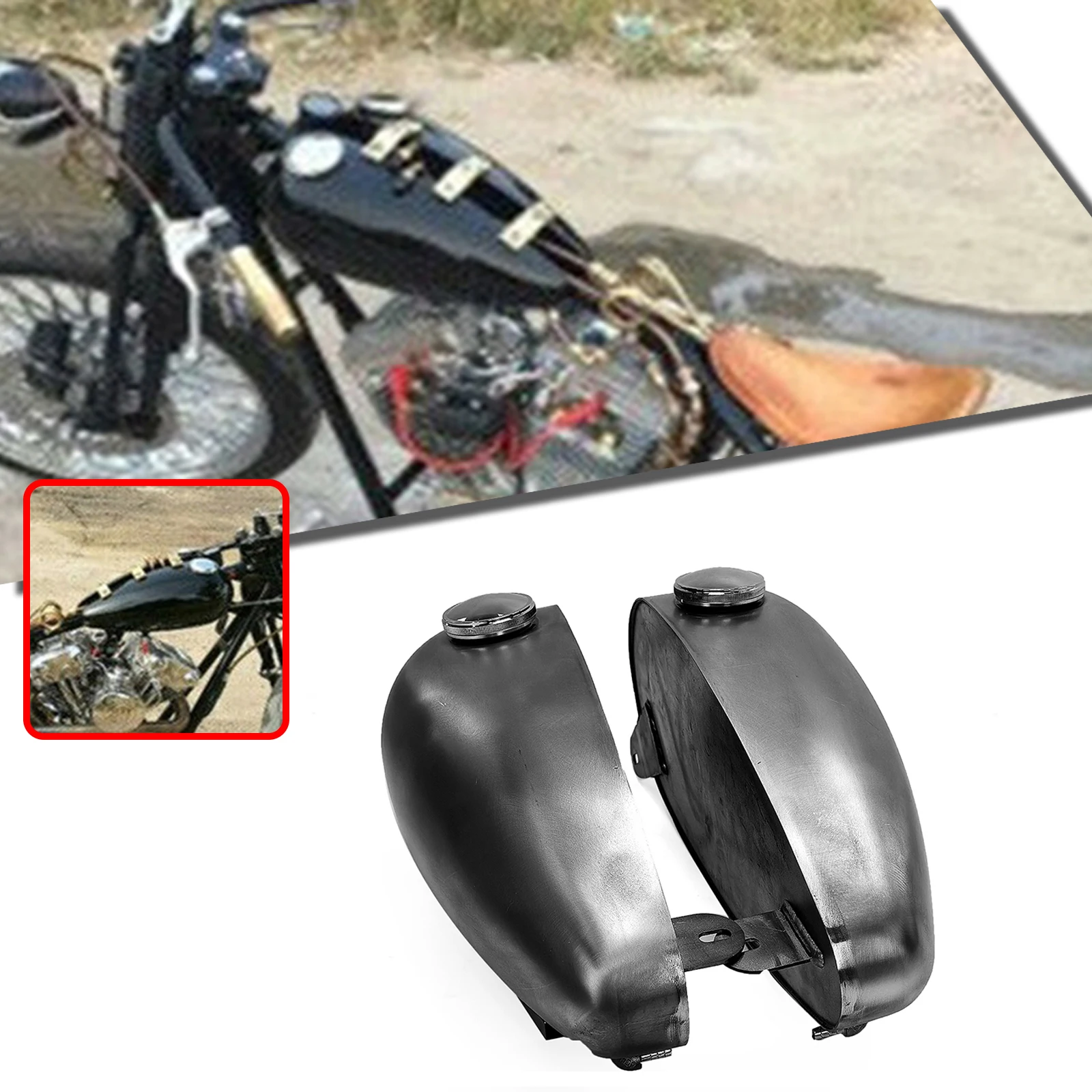 Petrol Gas Fuel Tank For Retro Drip Flatside Fat Bob Splitted Handmade Motorbike Vintage Motorcycle Modified Double Gasoline Can