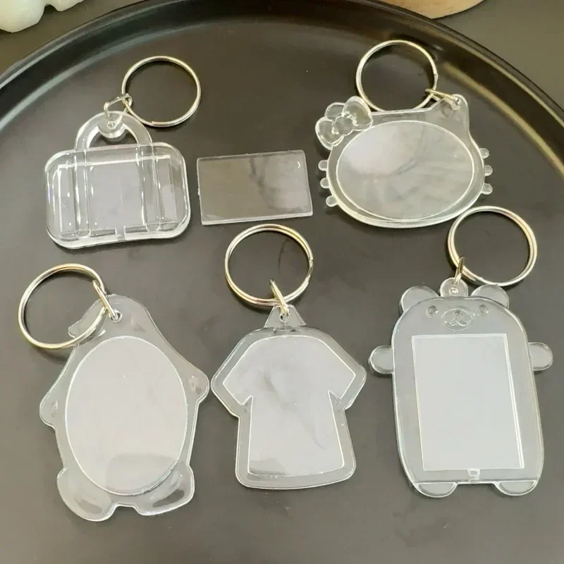 5/30Pcs Transparent Acrylic Keychains Lovely Blank Photo Frame DIY Pendant Fashion Versatile Keychains Couple Anniversary Gift