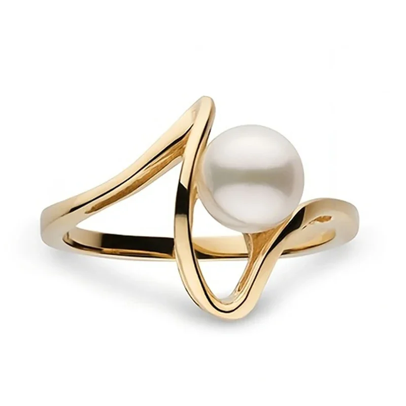 Huitan Elegant Irregular Wave Rings for Women Noble Temperament Engagement Accessory Fashion Dainty Bright Jewelry for Party