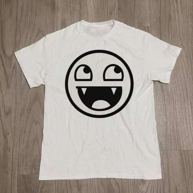 Funny Cartoon Smiley Face Printed T-Shirt Y2k Streetwear Gothic Alternative Unisex Short-sleeved Retro Fashion Tops Clothing