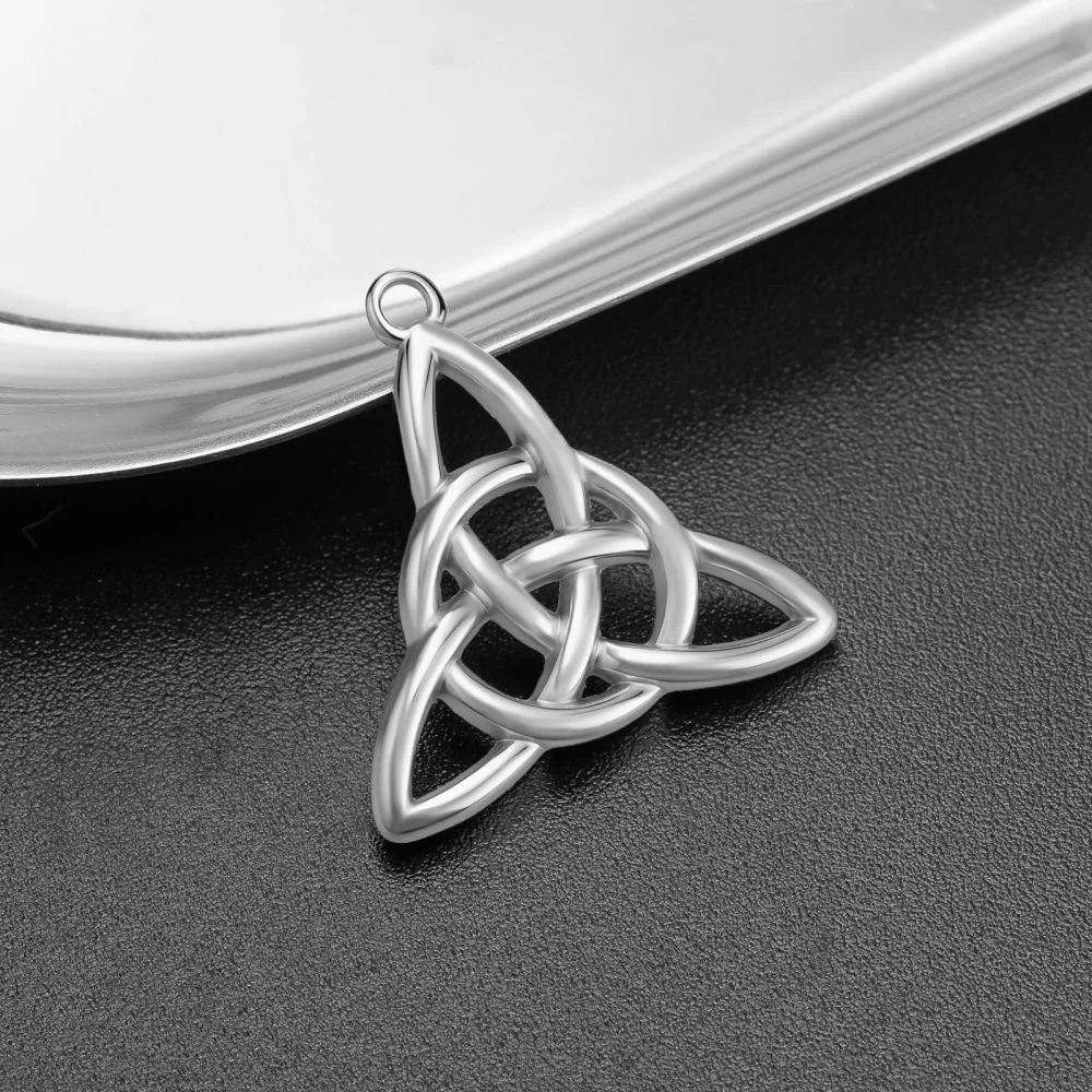 3 Stück/Set, irische Knoten-Charms für Halsketten, Ohrringe, Schmuckherstellung, DIY, Edelstahl-Amulett, Triquetra-Anhänger, Großhandel. – Detail 5