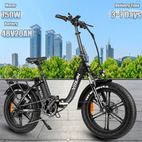 Vitilan U7 2.0 E-Bike Folding 750W Motor 48V20Ah Removable Battery Electric Bike 20inch Fat Tire City Commuting Electric Bicycle