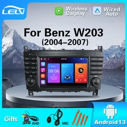 LELV Car radio 2 din 7-inch multimedia player is suitable for Mercedes Benz Class C W203 CLC 2004-2007 car radio WIFI BT DSP ste