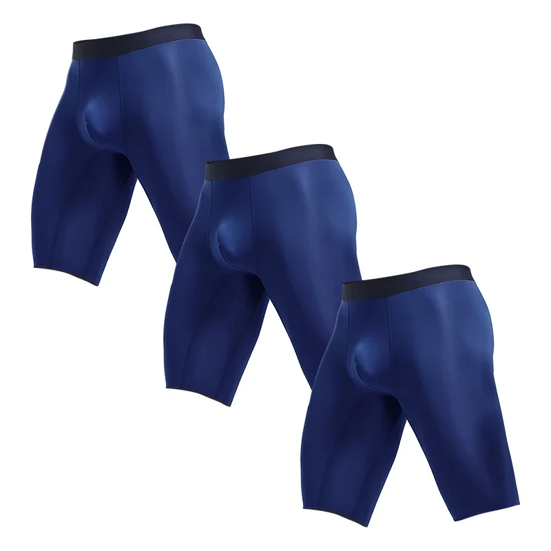 

3PCS men's sports underwear summer ice silk quick-drying lengthened anti-wear legs enlarged and fattened loose boxer shorts