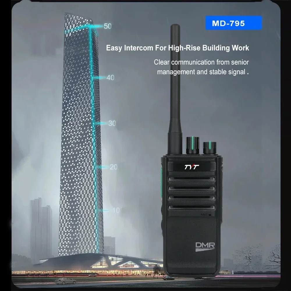 TYT MD-795 DMR Walkie Talkie 4W/1W Power  400-470MHz UHF Band Two Way Radio 256 Channels Voice Encryption  Monitor Function