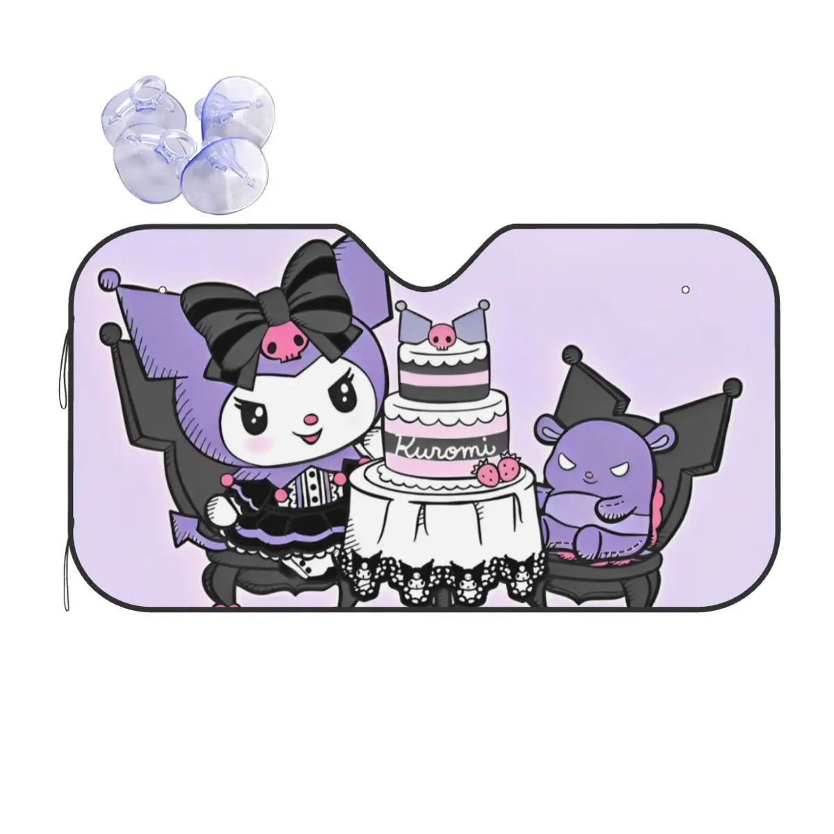 

Милый мультяшный солнцезащитный козырек Kuromi, складной чехол для ветрового стекла, передний блок, окно 70x130 см, солнцезащитный козырек, защита от ультрафиолета