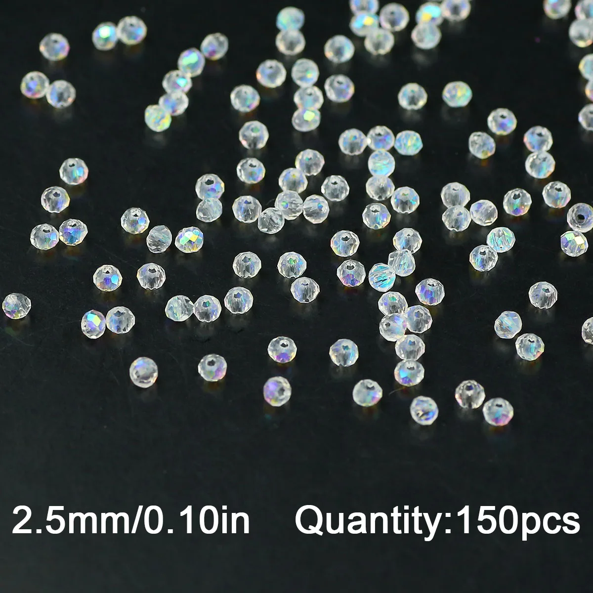 WLYeeS 2mm 150Pcs transparent White Glass Beads Flat Round Loose Spacer Bead for ladies boutique bracelet making DIY accessorie