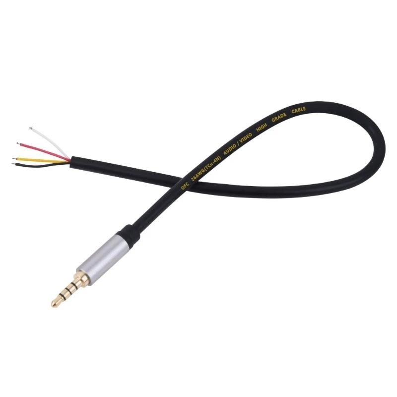 3.5mm Male Jacks Bare Wire Cable 1/8in TRRS 4Pole Plugs to Bare Wire Open End Cable for Earphone Microphones Repair