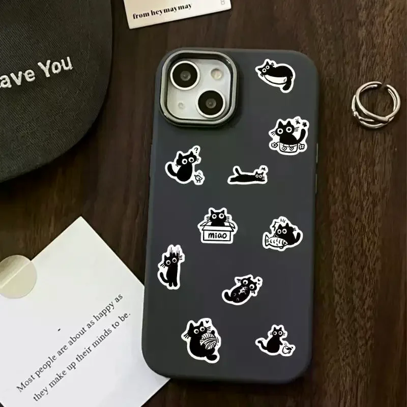 500개/세트 검은 고양이 롤 스티커 그래피티 스티커 DIY 휴대폰 케이스 노트북 물병 방수 스티커