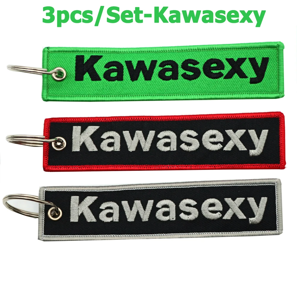 JDM Kawasexy Key Chain For Kawasaki Motocycle Key Ring Cars Keychain Gifts Double Sided Embroidery Fashion Keychain