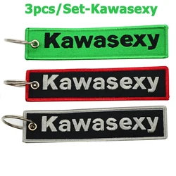 JDM Kawasexy Key Chain For Kawasaki Motocycle Key Ring Cars Keychain Gifts Double Sided Embroidery Fashion Keychain