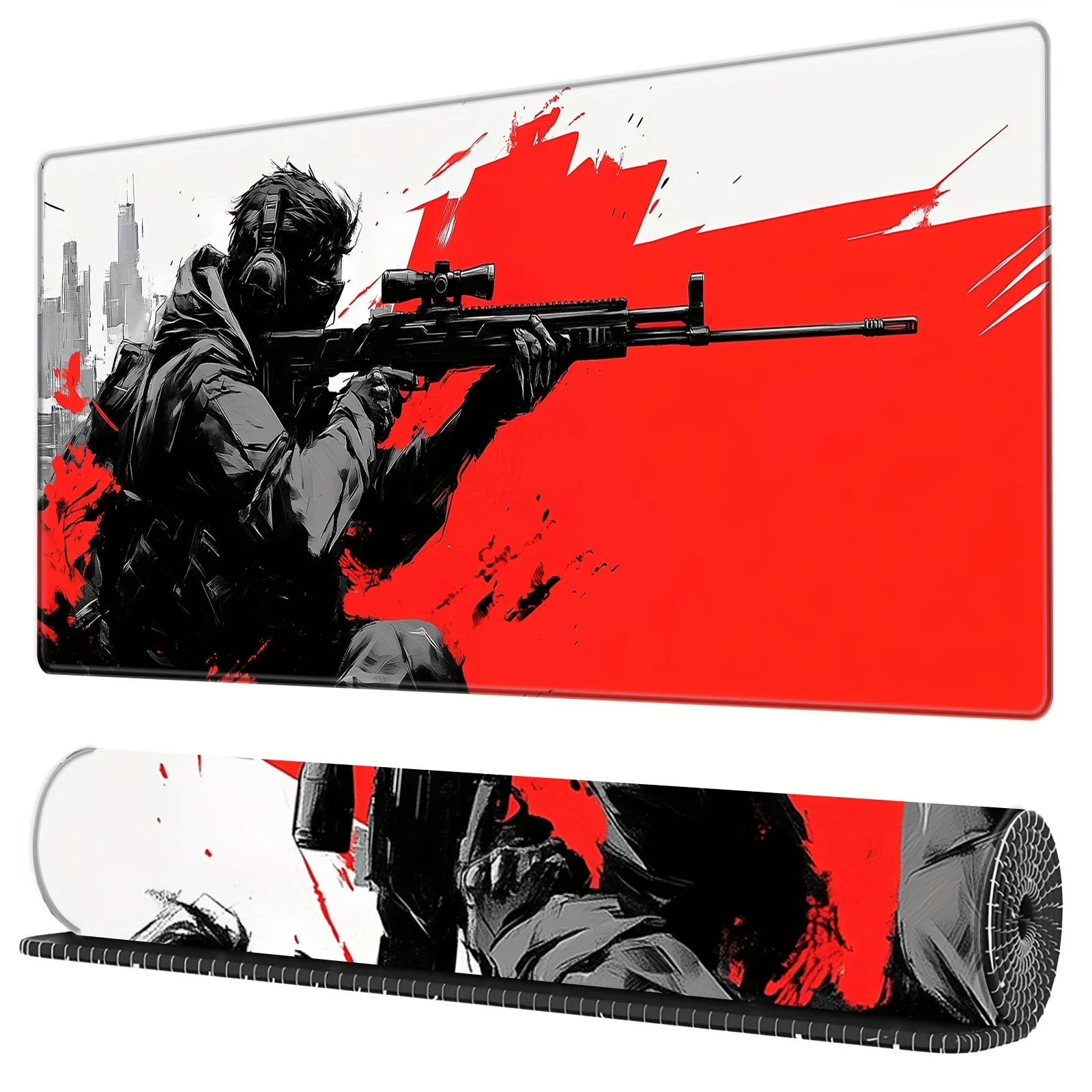 Large Gaming Mouse Pad Soldiers Mat Anti-Slip Rubber Base Anime Gun Extension Desk Pad for PC Laptop Keyboards Gamer Accessories