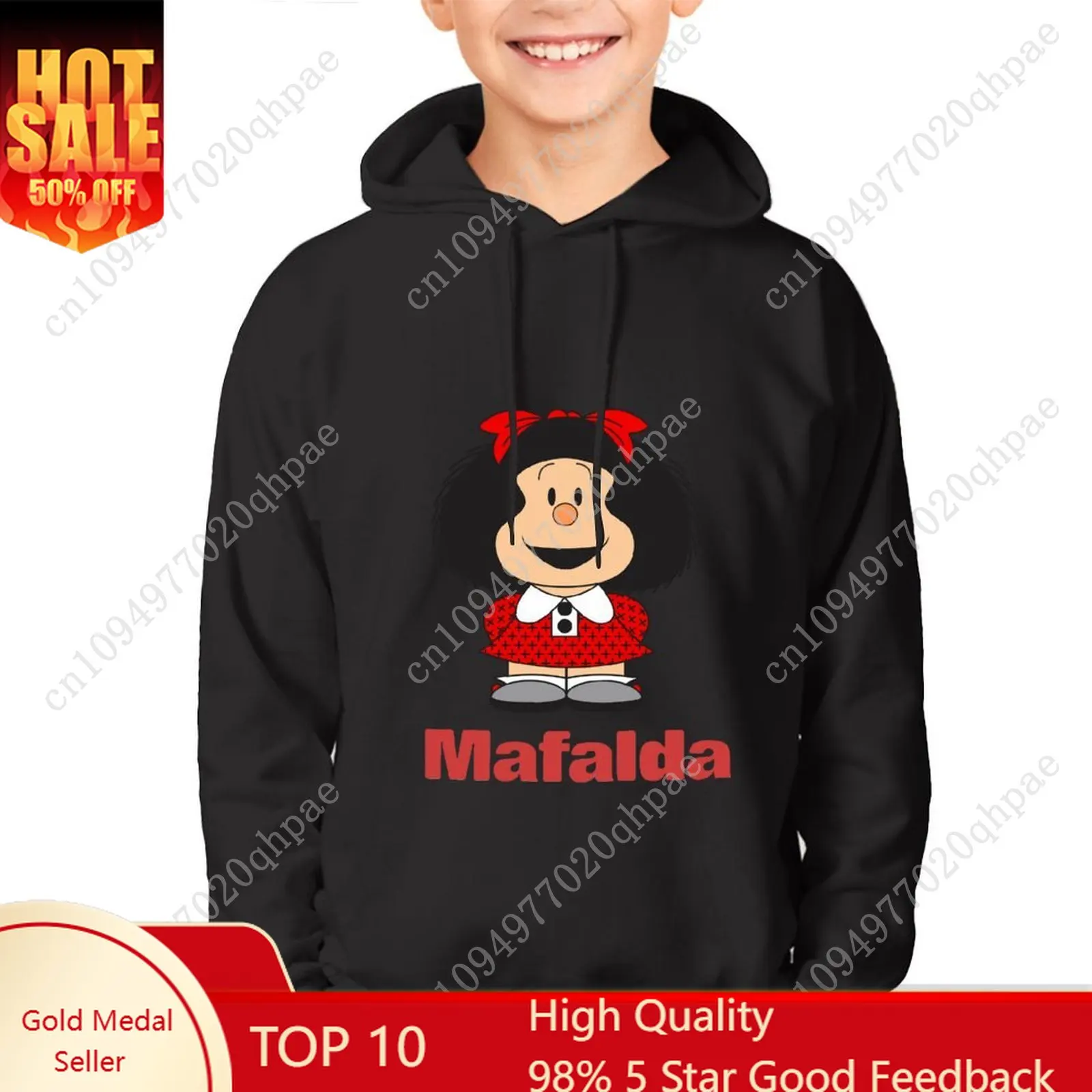 

Толстовка Mafalda для мальчиков и девочек, детская хлопковая толстовка высокого качества, легкие и удобные топы на заказ, весенне-осенние топы